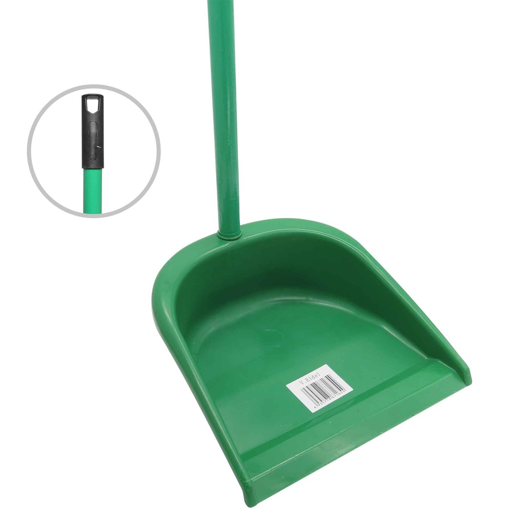 Recogedor para Basura Plástico Mango Madera Forrado - verde