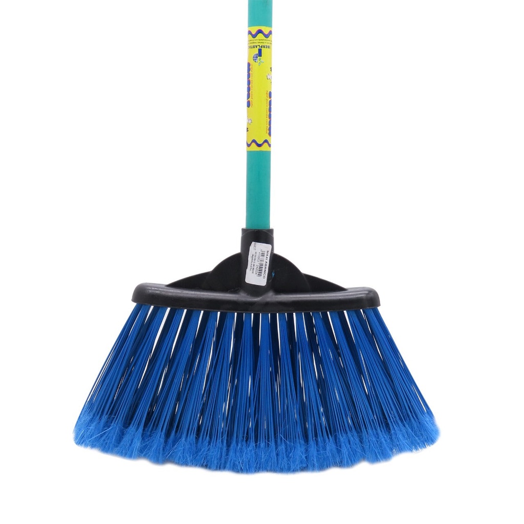 Escoba abanico azul mango madera
