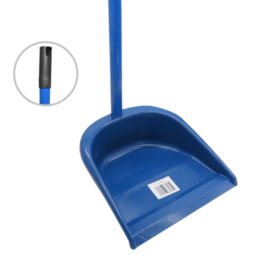 Recogedor para Basura Plástico Mango Madera Forrado - Azul