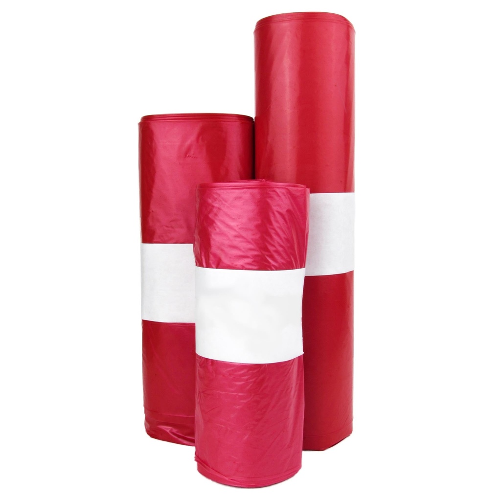 Bolsas Basura Bio 37x50 (25 Bolsas ) Rojas  45GL (170L) alta den, 25 Micra,