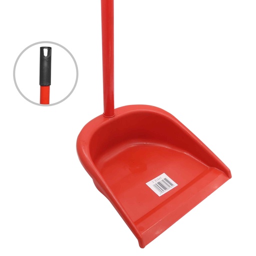 Recogedor para Basura Plástico Mango Madera Forrado - Rojo