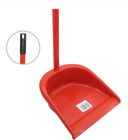 Recogedor para Basura Plástico Mango Madera Forrado - Rojo